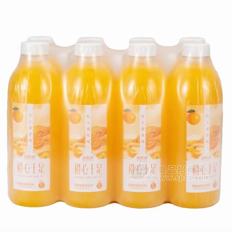 百乐洋橙心十足甜橙味果味饮料瓶装招商1L×8瓶