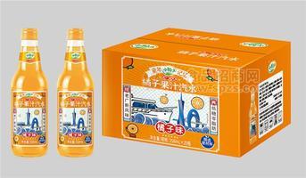 小翰子橘子果汁汽水添加真果肉广州风味橘子味 汽水358ml