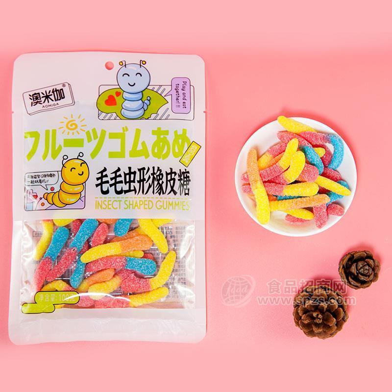 澳米伽毛毛蟲形橡皮糖休閑食品招商