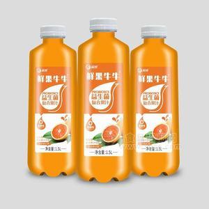 益城鮮果牛牛鮮橙味益生菌復(fù)合果汁飲料瓶裝招商1.5L