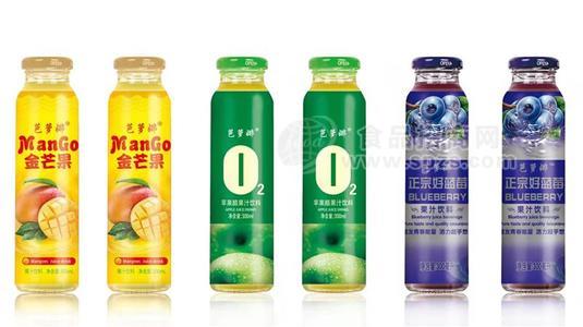 芭萝娜苹果醋果汁金芒果果汁蓝莓果汁饮料300ml玻璃瓶