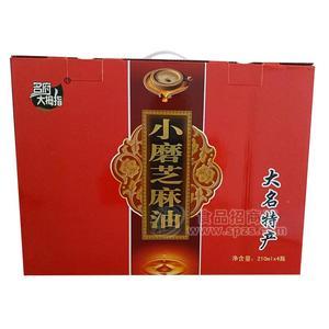 名府大拇指小磨芝麻油食用油礼盒装210ml×4瓶