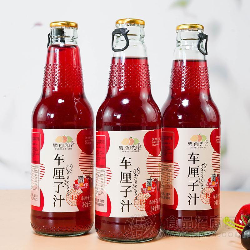 紫色光芒车厘子汁饮料玻璃瓶300ml