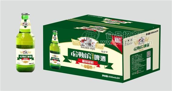 哈勒濱花姑娘啤酒精致超鮮玻璃瓶330ml×24瓶