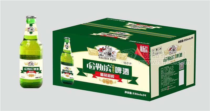 哈勒濱花姑娘啤酒精致超鮮玻璃瓶330ml×24瓶