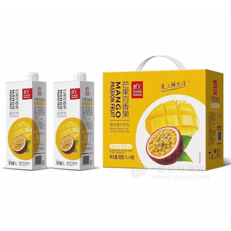 鮮王芒果百香果復(fù)合果汁飲品1lx6瓶