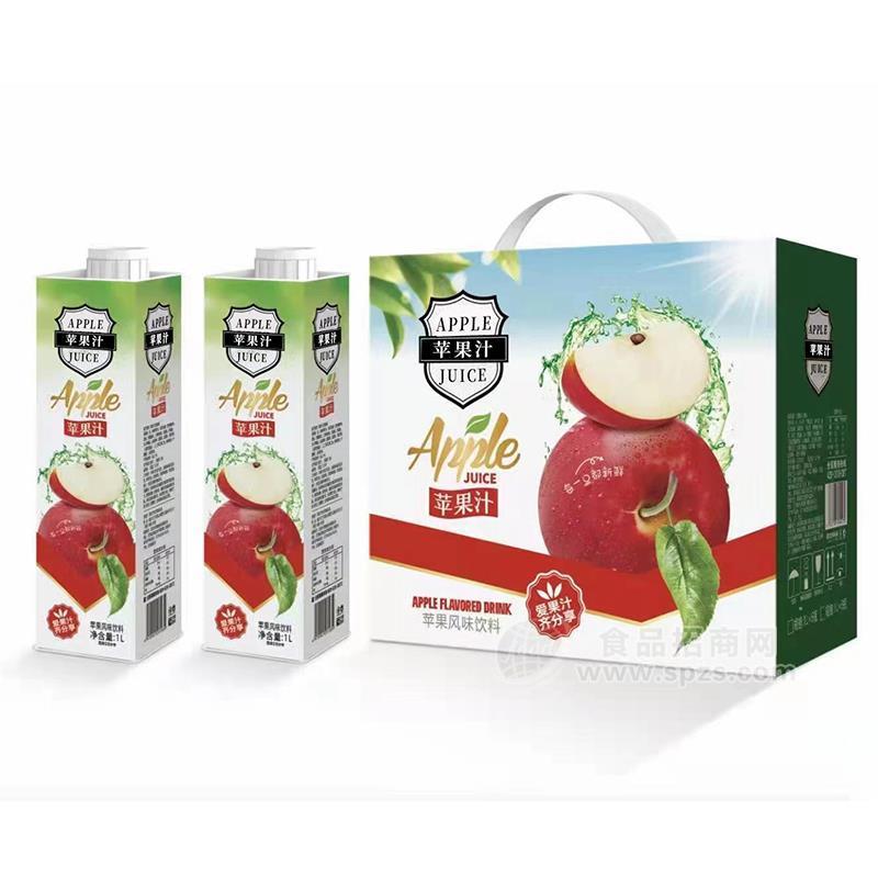 苹果汁苹果风味饮料盒装果汁饮料1l