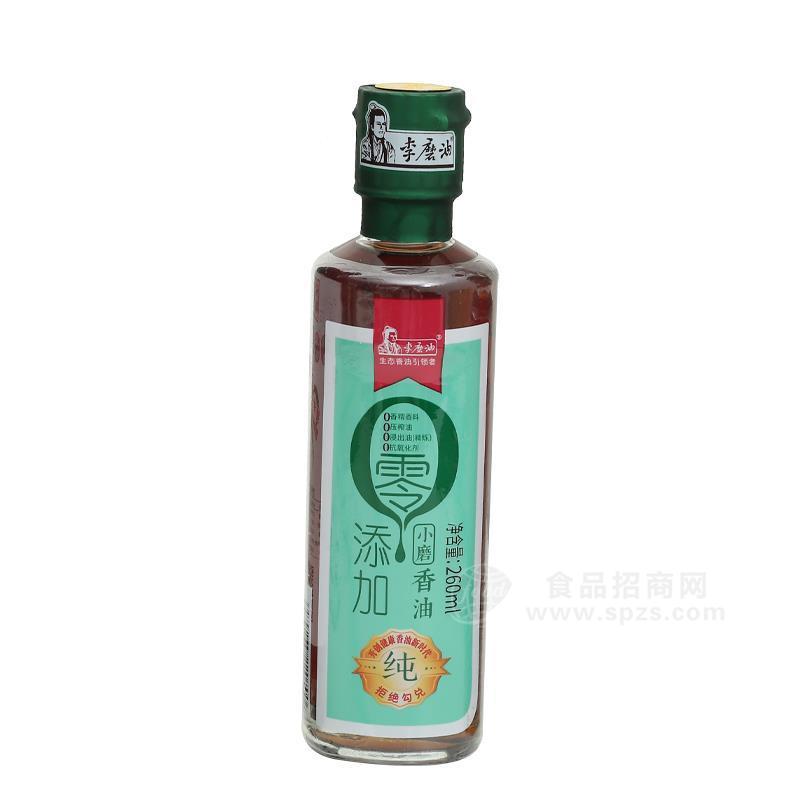 李磨油零添加小磨香油玻璃瓶招商260ml