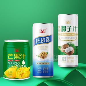 蜜园芒果汁核桃露椰子汁风味植物蛋白饮料系列