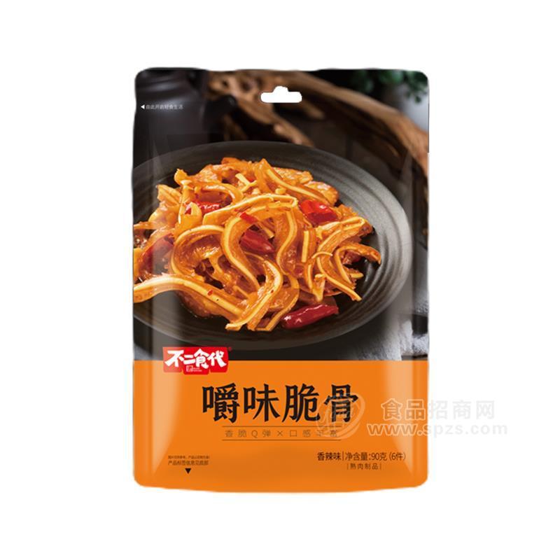 ·不二食代香辣味嚼味脆骨休闲零食招商90g 