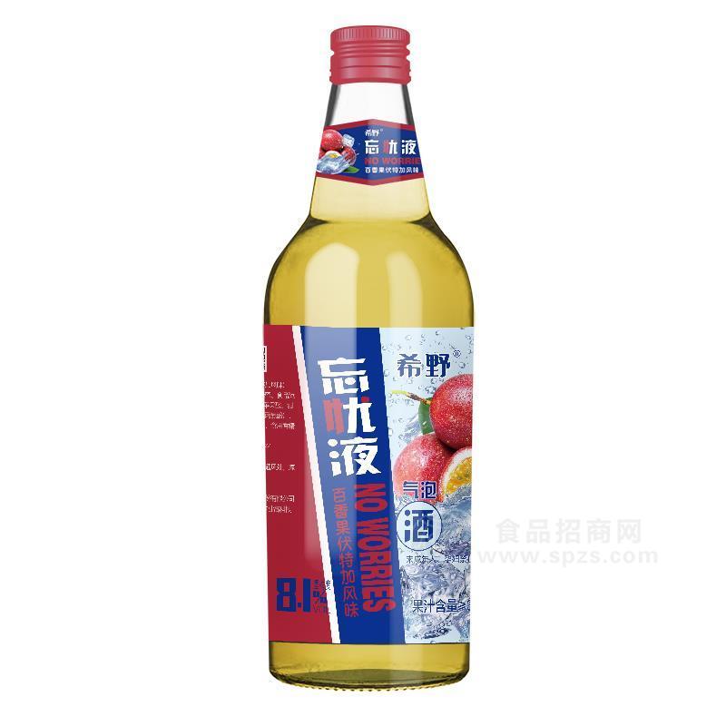 希野忘忧水百香果伏特加风味玻璃瓶气泡酒358ml