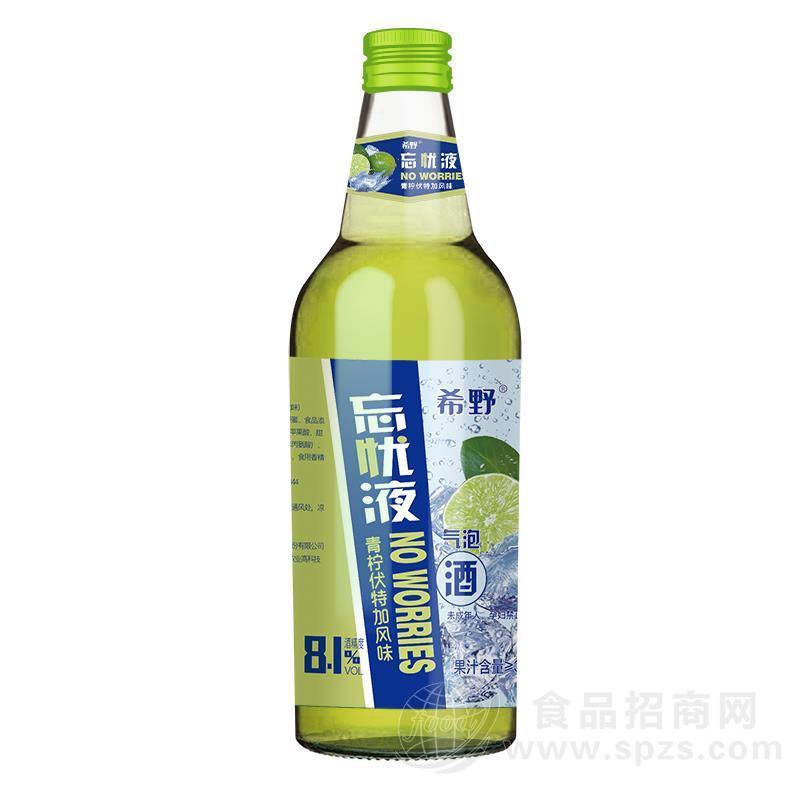 希野忘忧水青柠伏特加风味玻璃瓶气泡酒358ml