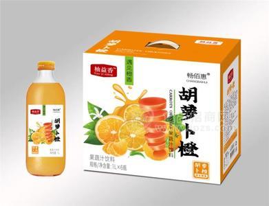 柚益香胡蘿卜橙果蔬汁飲料1L×6瓶玻璃大瓶裝餐飲飲品