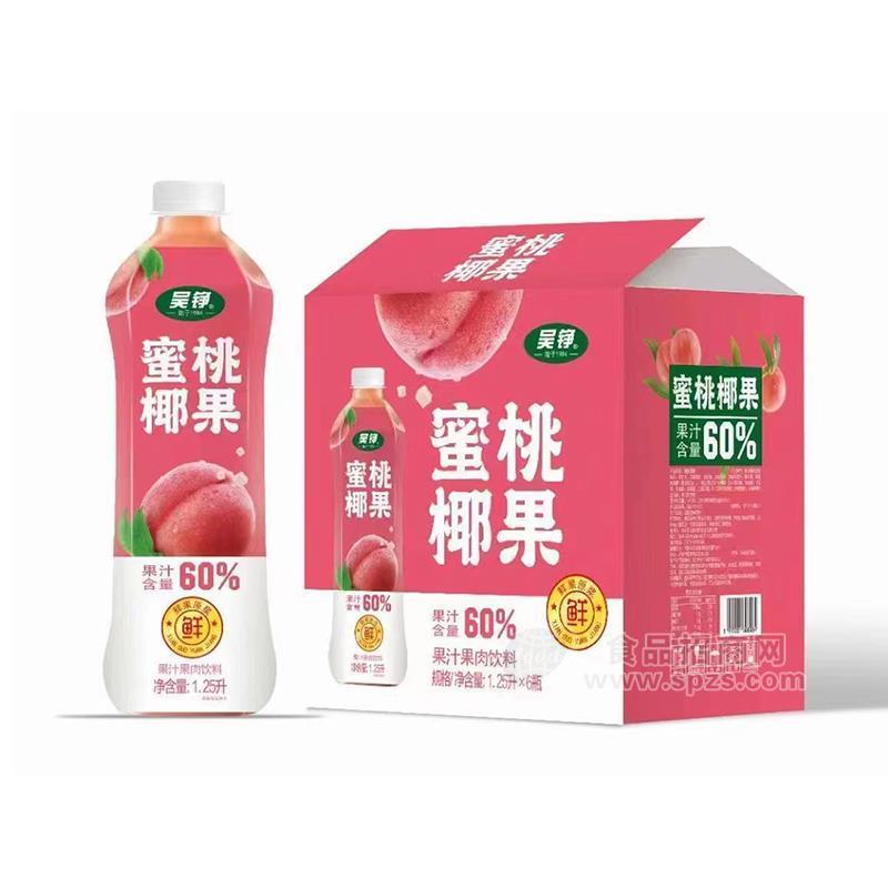 吳錚蜜桃椰果果汁果肉飲料1.25lx6瓶