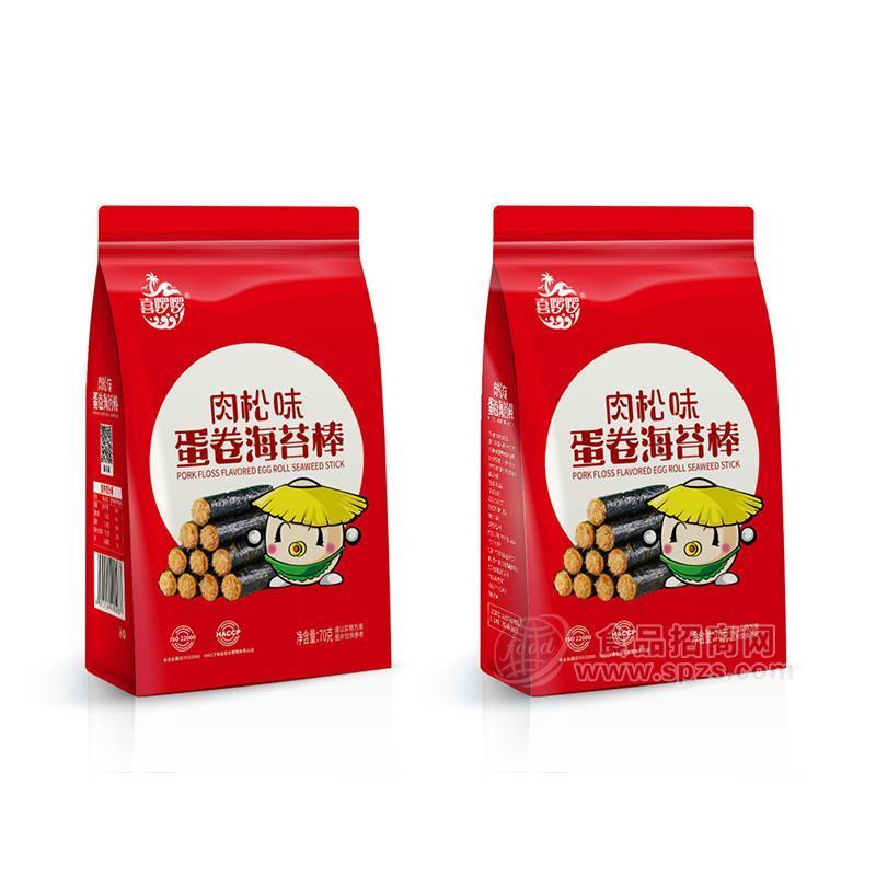 喜啰啰肉松味蛋卷海苔棒休闲食品70g