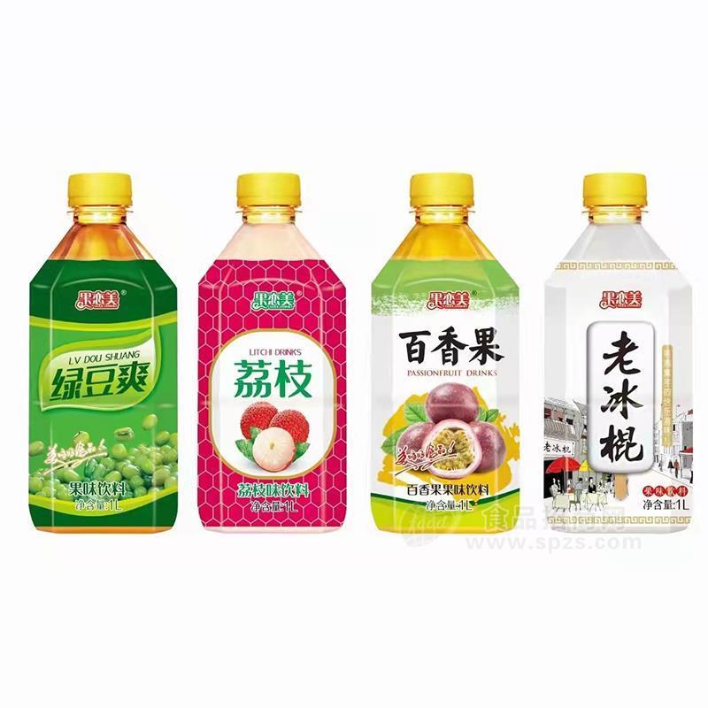 果戀美綠豆爽荔枝百香果老冰棍果味飲料1L