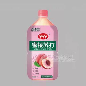 果恋美蜜桃苏打维生素果味饮料1L