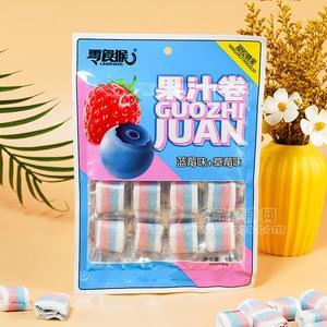 零食猴藍莓味+草莓味果汁卷休閑食品85g