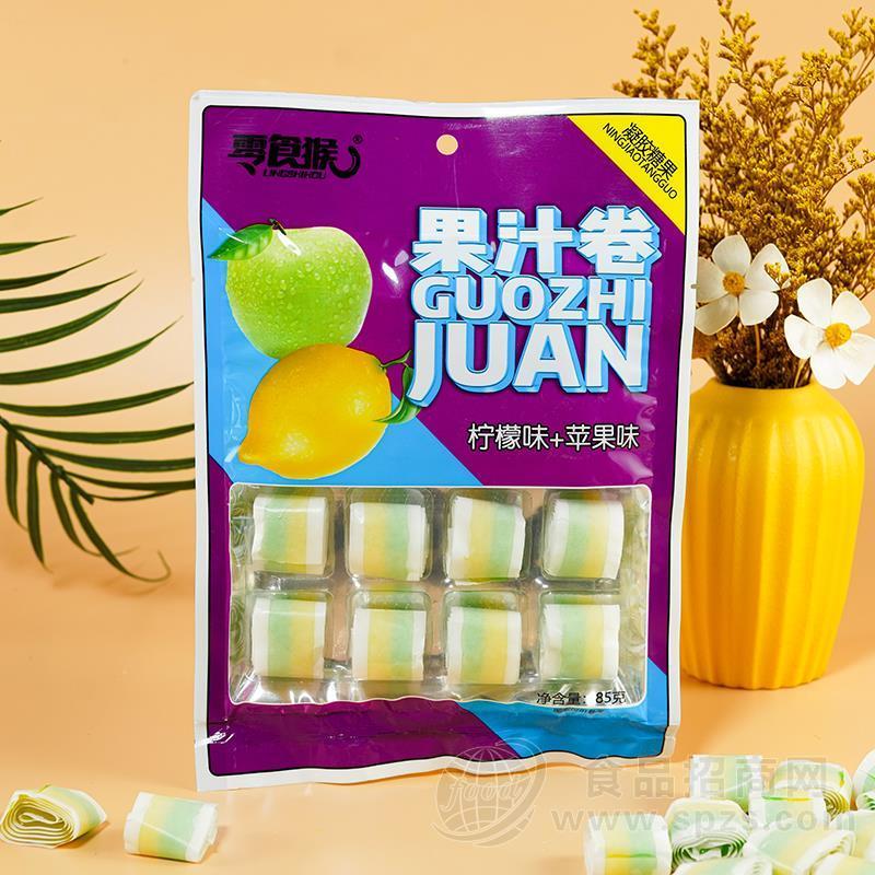 零食猴柠檬味+苹果味果汁卷休闲食品85g