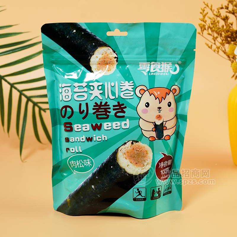 零食猴肉松味海苔夾心卷膨化食品休閑食品100g