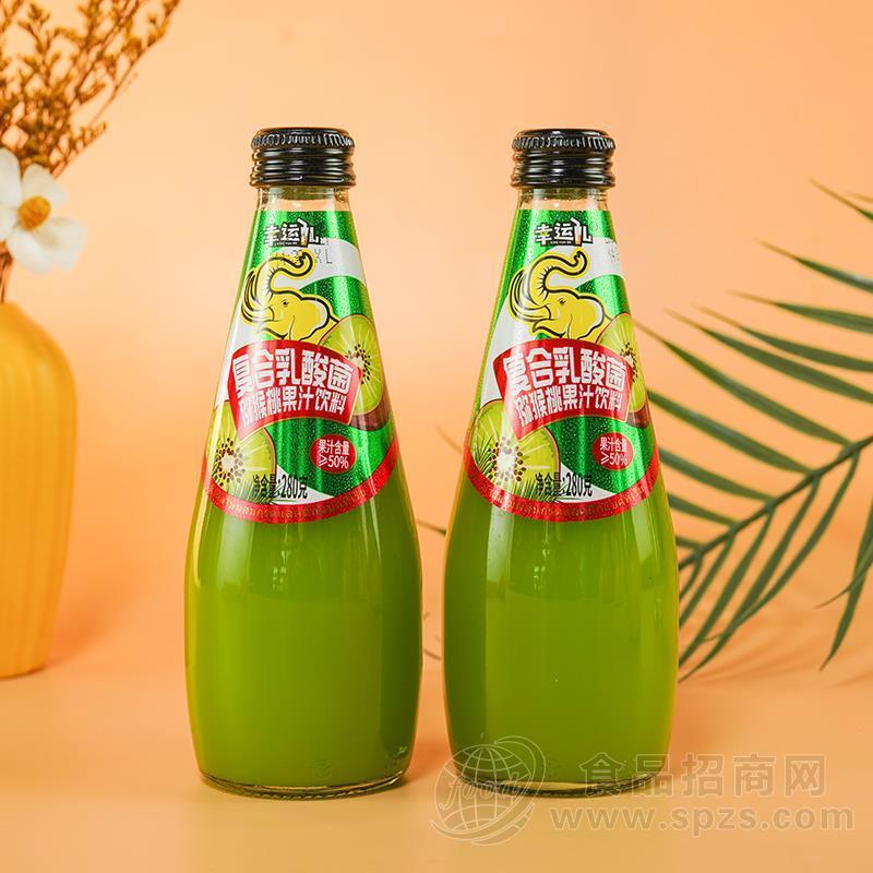 幸运儿玻璃瓶饮料复合乳酸菌装猕猴桃果汁饮料280克