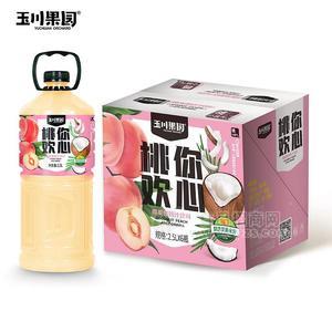 玉川果園桃你歡心椰果蜜桃汁飲料果汁飲料2.5LX6瓶
