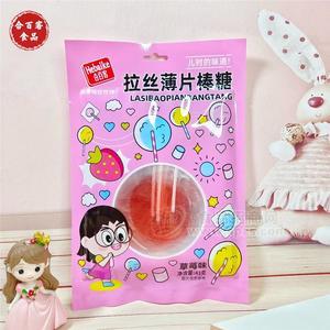 合百客草莓味拉丝薄片棒糖麦芽糖网红休闲零食糖果