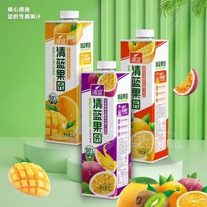 清藍果園芒果味百香果味甜橙味發(fā)酵復(fù)合果汁飲品1L