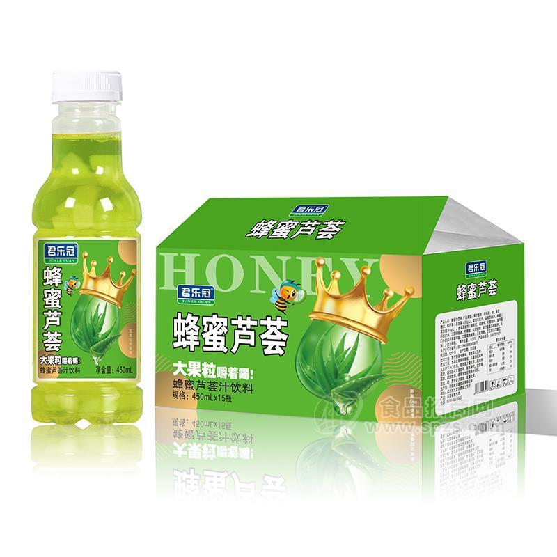 ·君乐冠蜂蜜芦荟汁饮料大果粒饮料450mlx15瓶 