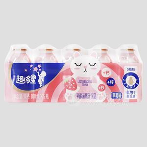 趣多星草莓味乳酸菌果汁飲品乳飲料瓶裝招商100ml×5瓶