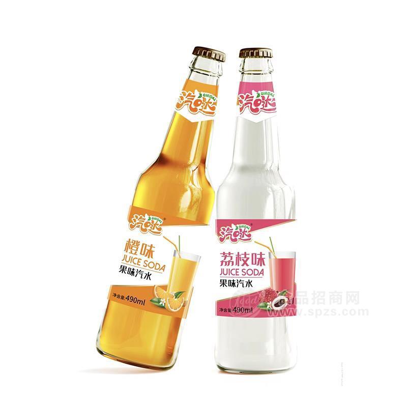 ·汽哒橙味荔枝味果味汽水490ml 