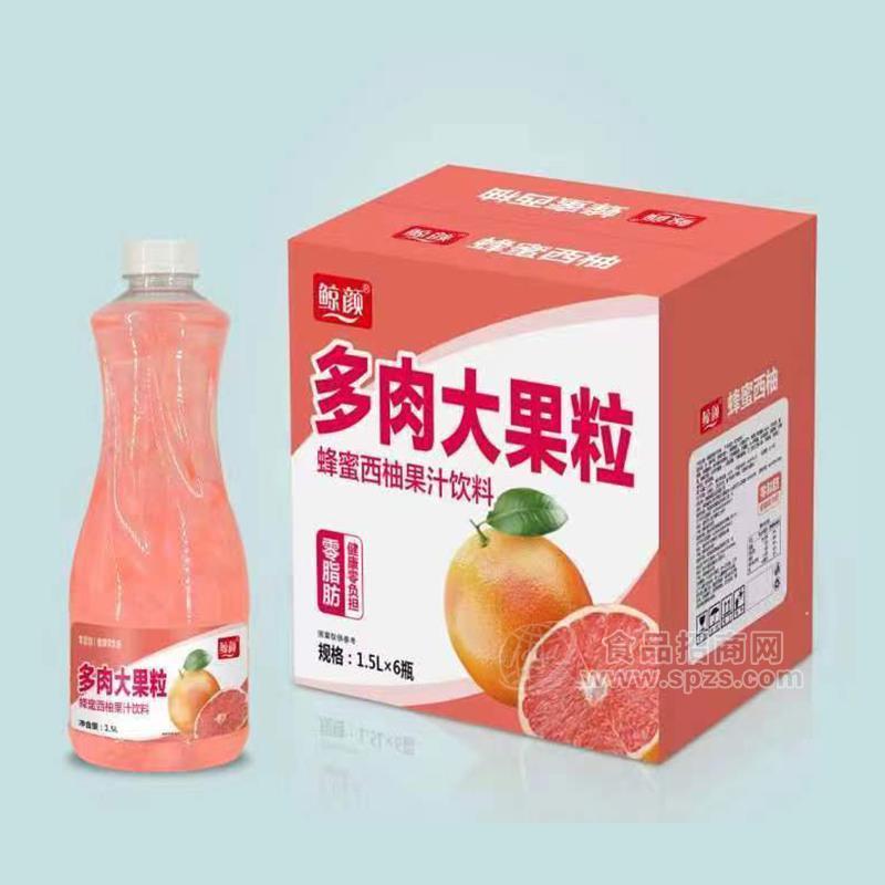 鯨顏多肉大果粒蜂蜜西柚果汁飲料1.5LX6瓶