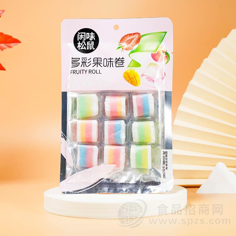 闲味松鼠多彩果味卷休闲食品休闲食品100g
