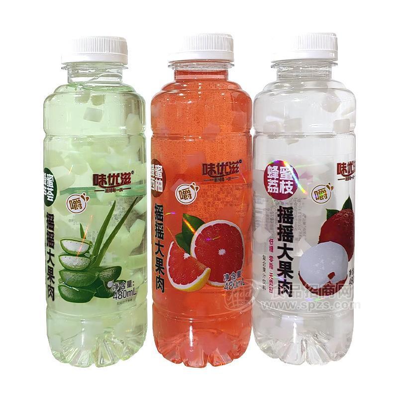味优滋蜂蜜芦荟西柚荔枝摇摇大果肉果汁饮料480ml 