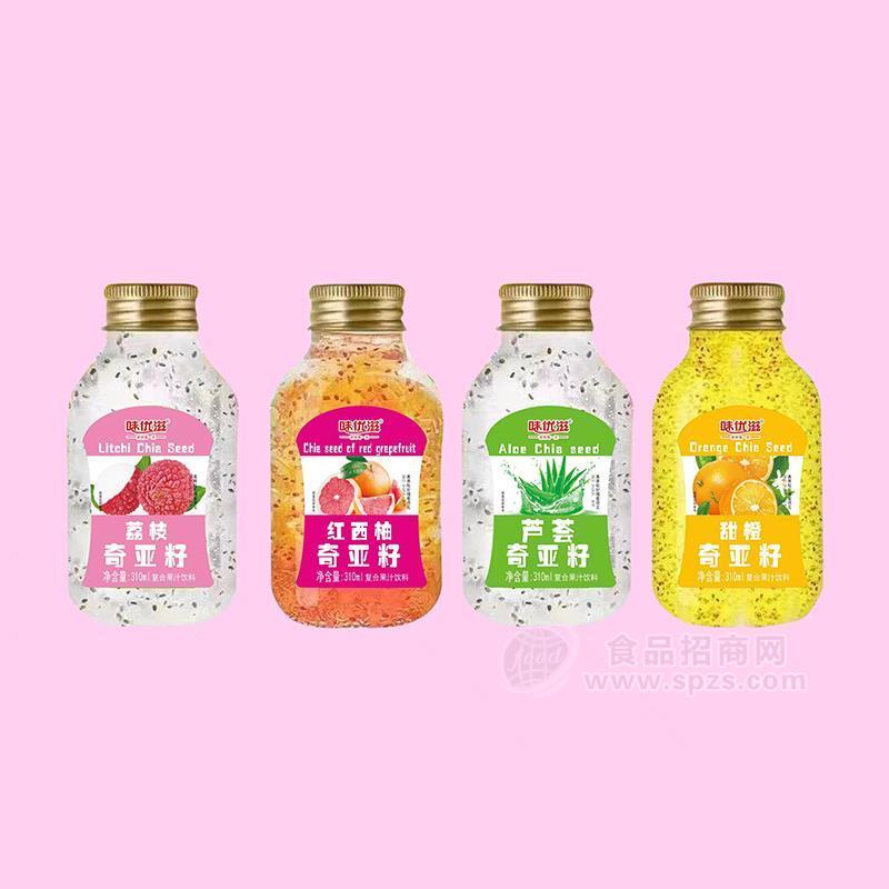 味优滋荔枝红西柚芦荟甜橙汽亚籽复合果汁饮料310ml 