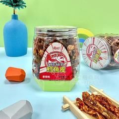 萌孩子香辣味鳕鱼皮休闲食品瓶装实物图招商92g