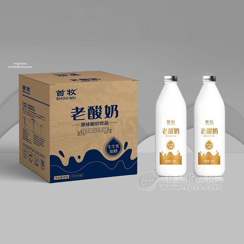 首牧原味老酸奶飲品乳飲料1kgx6瓶