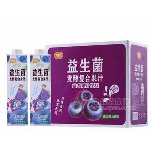 千喜多益生菌發(fā)酵復(fù)合果汁藍(lán)莓果汁飲料1Lx8瓶