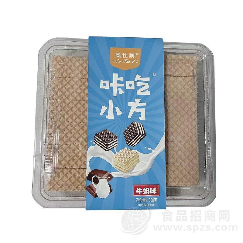 奥仕栗咔吃小方饼干牛奶味烘焙食品300g