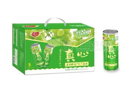 真心每日鲜活C引力葡萄果粒果汁饮品310ml罐装饮料