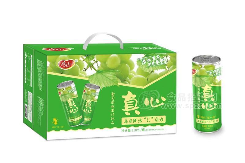 真心每日鮮活C引力葡萄果粒果汁飲品310ml罐裝飲料