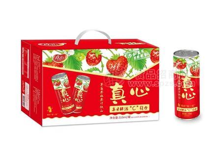 真心每日鲜活C引力草莓果粒果汁饮品310ml罐装饮料