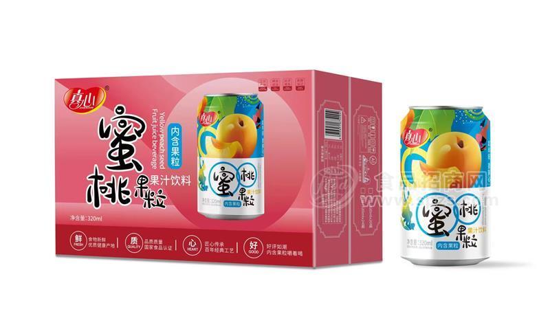 真心蜜桃果粒果汁飲品320ml罐裝飲料