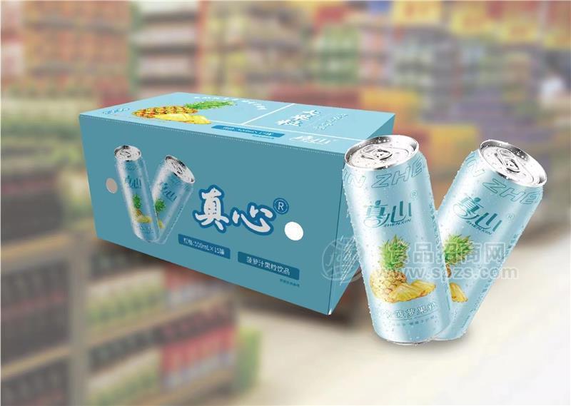 真心菠蘿汁果粒飲料500ml×15罐罐裝飲品