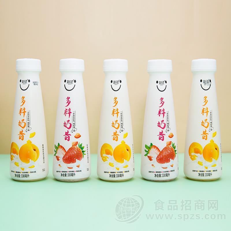 简乐派多料奶昔乳味发酵饮料黄桃草莓口味330ml