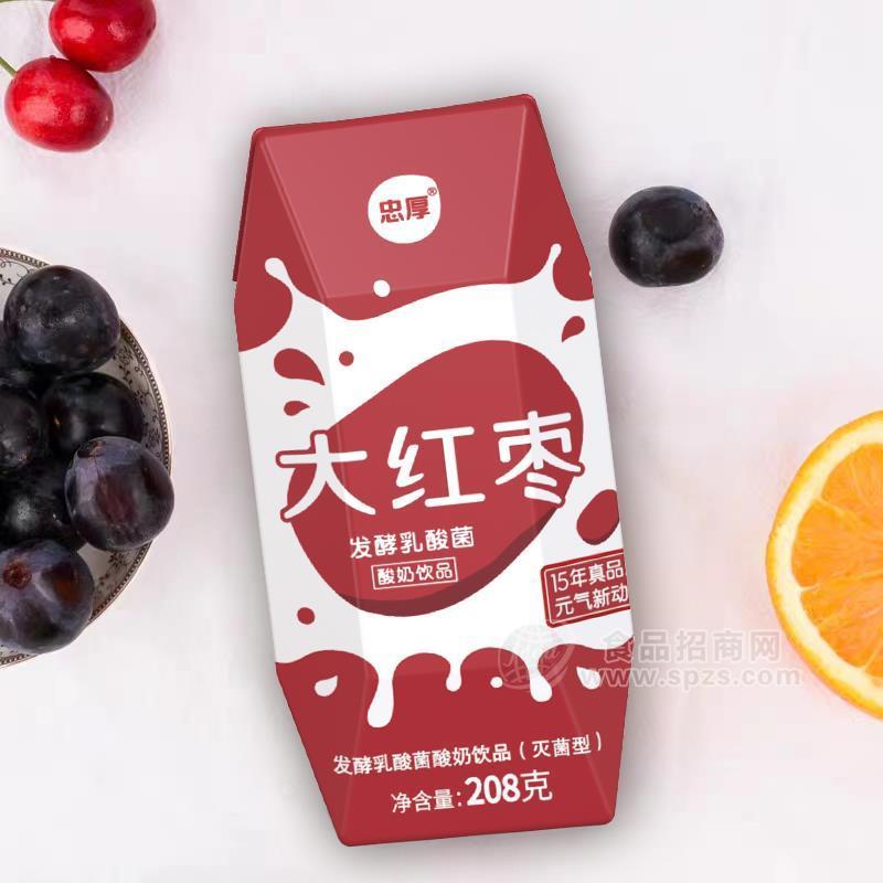 忠厚乳業(yè)大紅棗發(fā)酵乳酸菌酸奶飲品208g