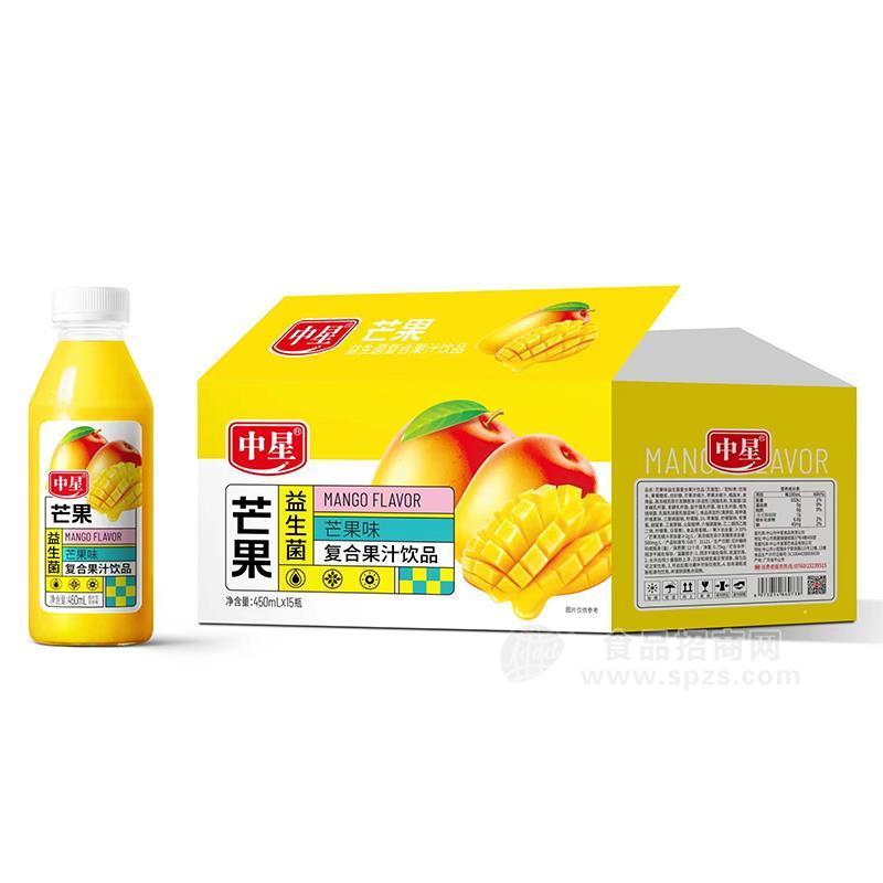 中星益生菌芒果味复合果汁饮品果汁饮料450mlx15瓶 