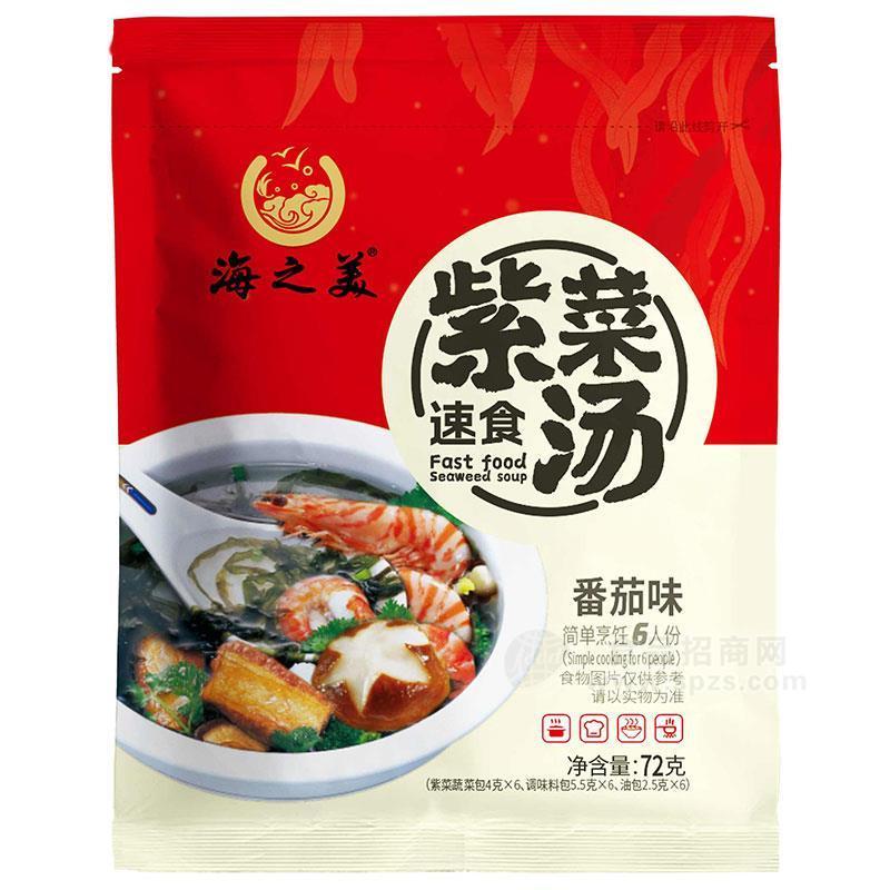 ·海之美速食紫菜汤番茄味72g 