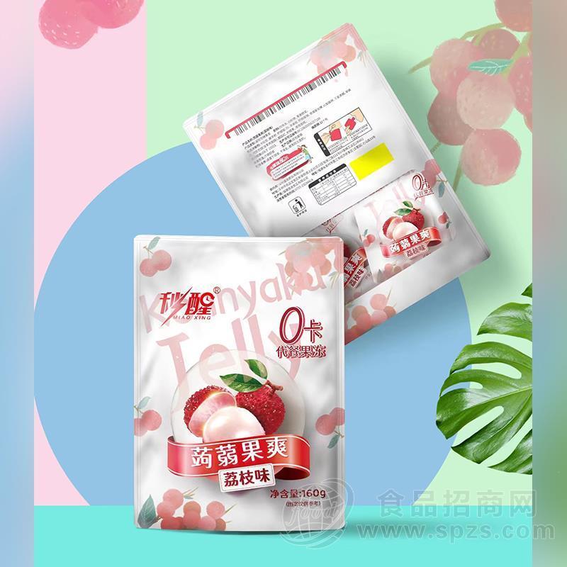 秒醒荔枝味蒟蒻果爽休闲食品果冻160g