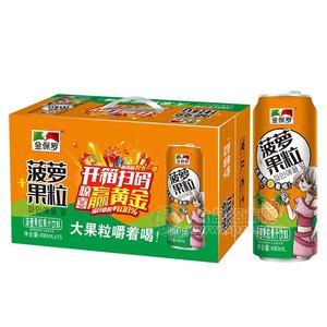 金保罗菠萝果粒果汁饮料礼盒箱装490mlx15瓶